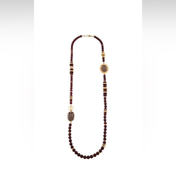 SOLD Rare rare Chanel Egypt 19A long red scarab necklace - Picture 1 of 6